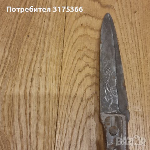 Стара абаджийска ножица с сребърни  набивки , снимка 4 - Антикварни и старинни предмети - 44119960