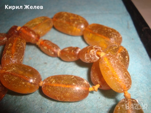 СТАРА РУСКА КЕХЛИБАРЕНА ОГЪРЛИЦА 100% НАТУРАЛЕН БАЛТИЙСКИ КЕХЛИБАР БАРАБАННО СТРУГОВАН УНИКАТ 26985, снимка 11 - Антикварни и старинни предмети - 35053804