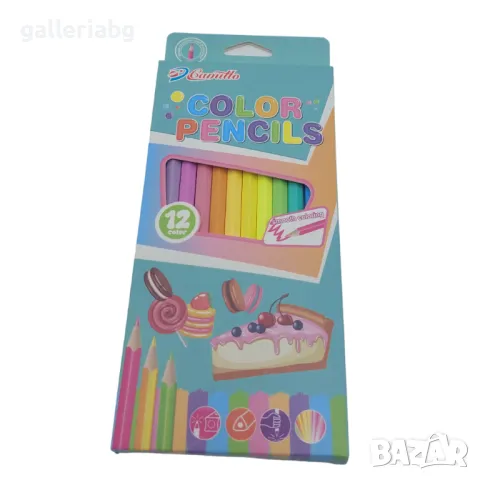 Комплект с цветни моливи за рисуване - 12 бр, снимка 2 - Други - 48361361