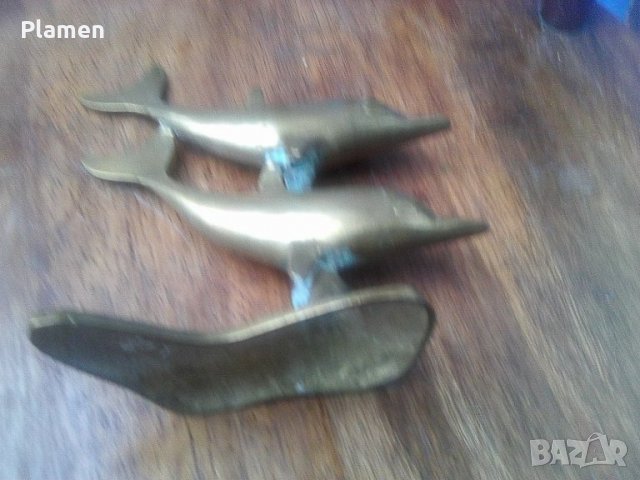 Месингова фигура на два делфина, снимка 2 - Колекции - 39047595