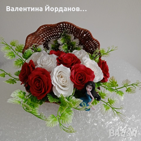 декорация със сапунени рози в мида с русалка , снимка 2 - Декорация за дома - 53520748