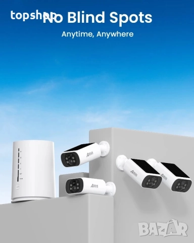 ЧИСТО НОВА ANRAN C3 4MP Wifi комплект от 4 камери със слънчева батерия + базова станция с 64GB SD.., снимка 7 - Комплекти за видеонаблюдение - 51636495