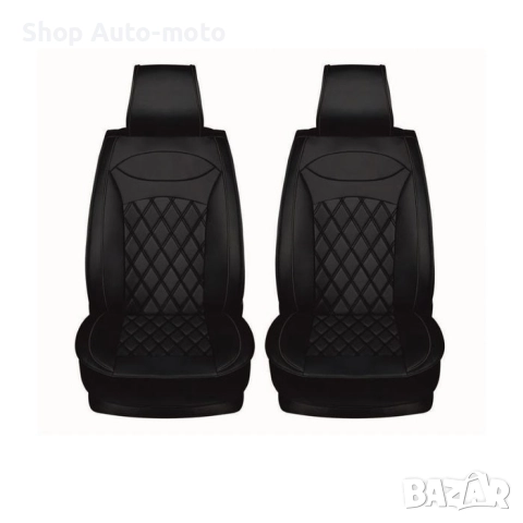Универсални автомобилни калъфи Automat за предни седалки от еко кожа – черни, комплект 2 бр., снимка 2 - Аксесоари и консумативи - 51729845
