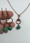 Красив комплект бижута с редките камъни зелен Азурит и медни орнаменти , снимка 2