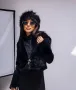 Стилно черно пухено дамско яке , снимка 3