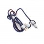 Бърз 3в1 кабел USB към Micro USB + букси за iPhone и Type C (jeans), 1 метър, снимка 1 - USB кабели - 26938283