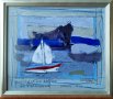 Картина "Самотна лодка на вълнолома", худ. Георги Лечев, снимка 1 - Картини - 43975365