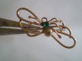 дамска брошка паяк месинг зелено стъкло период1940-1950г, снимка 1 - Антикварни и старинни предмети - 35557100