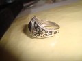 СТАР АНГЛИЙСКИ СРЕБЪРЕН ПРЪСТЕН СРЕБРО 925 НИЕЛО ОРНАМЕНТИКА с ЧЕРЕН АХАТ ФАСЕТИРАН 22279, снимка 5