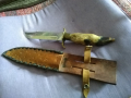 Ловен нож от соца калъф естествена кожа метален гард ръчно правен от майстор с инициали нов , снимка 1 - Ножове - 36422656