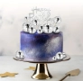 13 броя огледални диско топки на клечка със сребрист топер Happy birthday декорация на торта , снимка 2