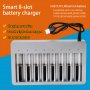 Универсално зарядно за 8 батерии 18650 с USB и светлинен индикатор