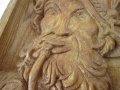 26х17 арт дърворезба мъж с шапка и лула, пано барелеф картина, снимка 3