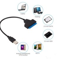 USB 3.0 кабел за връзка към хардиск 2.5", USB към HDD/SSD, SATA 2 и 3.1