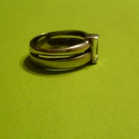 Масивен сребърен пръстен с голям бял кристал, снимка 3 - Пръстени - 38796161