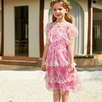 Нова Елегантна мрежеста рокля за момиче 7-8г. ежедневна на принцеса, снимка 3 - Детски рокли и поли - 40672391