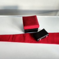 Комплект от вратовръзка  и ръкавели в червен цвят.   , снимка 2 - Други - 43272500