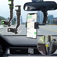 Универсална 360° автомобилна стойка за телефон, за монтиране на огледало за обратно виждане, снимка 2 - Аксесоари и консумативи - 43834195