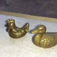 Лот от две стари бронзови пиленца статуетка фигура пластика, снимка 4 - Антикварни и старинни предмети - 39145692