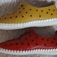 Обувки, естествена кожа, червени и жълти, код 464/ББ1/69, снимка 3 - Дамски ежедневни обувки - 40768305