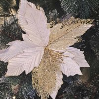 Коледна звезда декорация за елха Golden Christmas, снимка 1 - Декорация за дома - 43500256