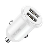 BASEUS Зарядно за кола 2xUSB 4,8А бяло, снимка 1 - Зарядни за кола - 39264284