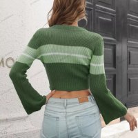 Дамски скъсен пуловер на контрастни райета, 3цвята - 023, снимка 17 - Блузи с дълъг ръкав и пуловери - 39096108