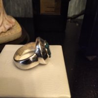 Масивен сребърен пръстен ръчна изработка естествен син топаз 950, снимка 5 - Пръстени - 37943824