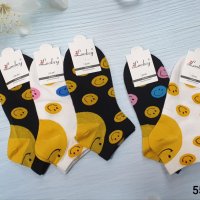 Чорапи с емотикон усмивка - 5 чифта , снимка 1 - Дамски чорапи - 40793326
