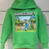 Нов детски суичър в зелен цвят с дигитален печат MINECRAFT, снимка 1 - Детски анцузи и суичери - 38484022