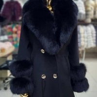 Дамско луксозно палто кашмир вълна и лисица код 320, снимка 1 - Палта, манта - 39712721