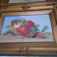Вилеров гоблен 2 броя червени и жълти рози 387х274мм и  вътре 27х17см, снимка 3 - Гоблени - 44105223