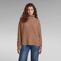 g-star cable turtle knit - страхотен дамски пуловер  КАТО НОВА, снимка 2 - Блузи с дълъг ръкав и пуловери - 43186570