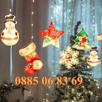 Коледна завеса 3м с коледни фигурки, гирлянд с LED коледни играчки, снимка 2 - Декорация за дома - 43097164