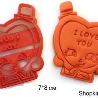 I love you на shopkins candy пластмасов резец форма фондан тесто бисквитки, снимка 1 - Форми - 27735227