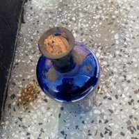 Уникално старо шише,син кобалт,канелево масло, снимка 8 - Антикварни и старинни предмети - 35625863