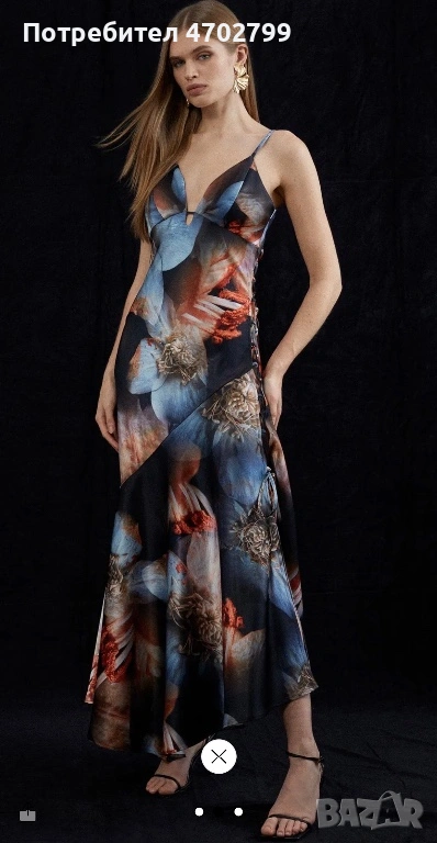 Karen Millen Petite Lily printed tie up maxi dress Size XS, снимка 1
