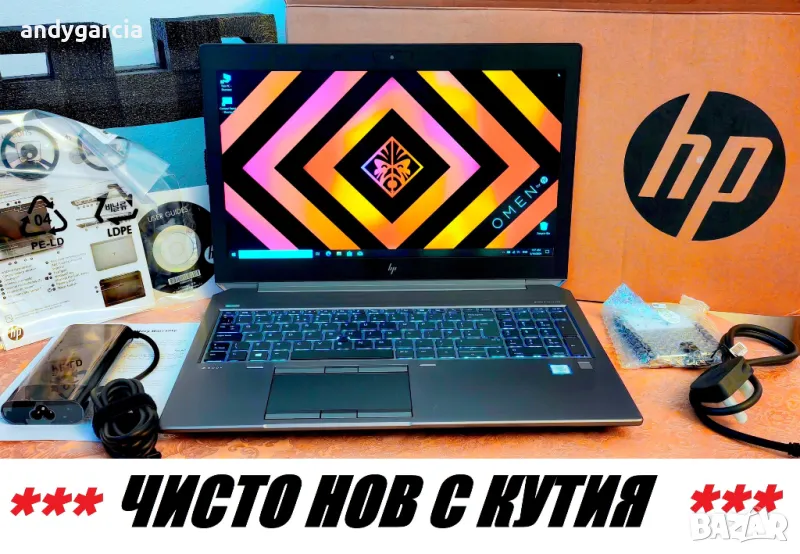 HP ZBook 15 G6/15.6 FHD IPS/Core i7-9850H/NVIDIA Quadro T2000 4GB/16GB RAM/512GB SSD NVMe/ЧИСТО НОВ, снимка 1