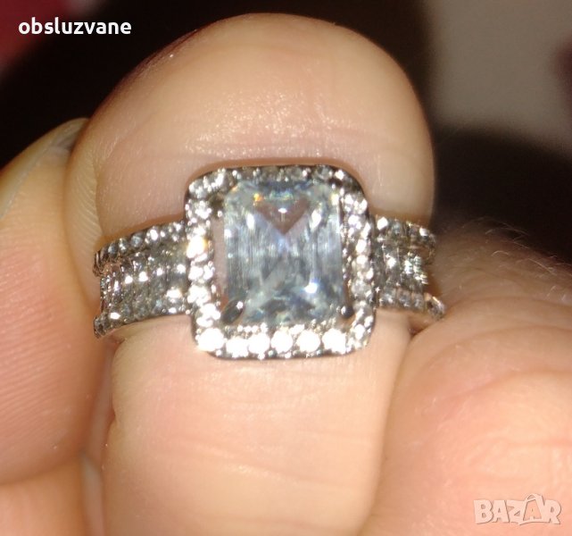 Пръстен Квадрант, с циркон и сапфир, снимка 1