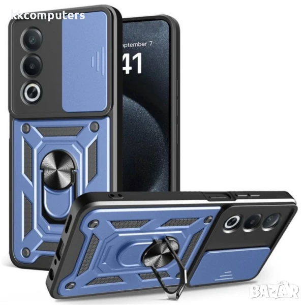 Oppo A80 5G / A3 Pro 5G Удароустойчив Ring Holder with Slide Camera Lid/ PC + TPU/ Kickstand Калъф и, снимка 1