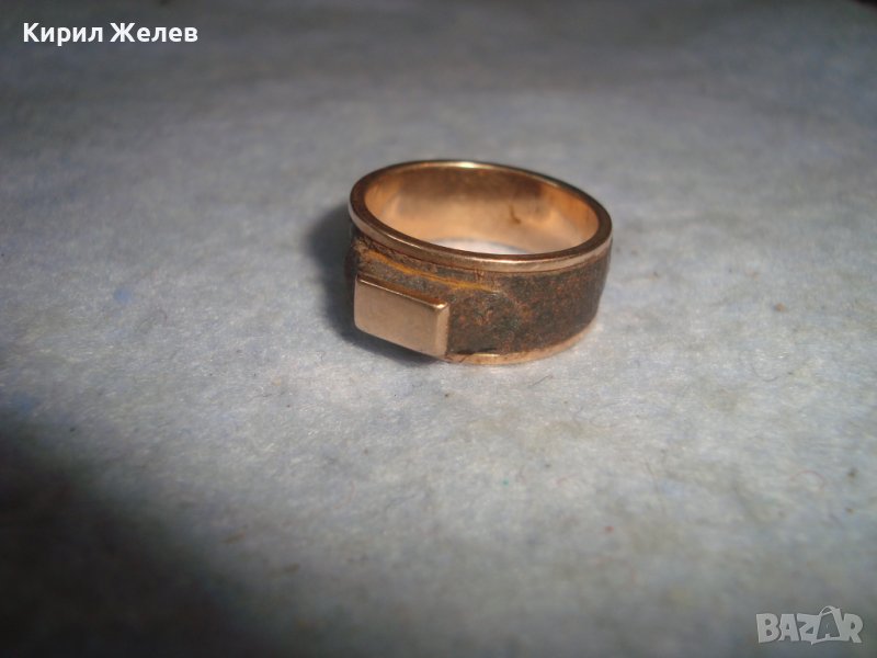 МНОГО РЯДКА ИЗРАБОТКА СТАР ПРЪСТЕН ЖЕЛЯЗО с ПОЗЛАТА КОЛЕКЦИОНЕРСКИ 29467, снимка 1