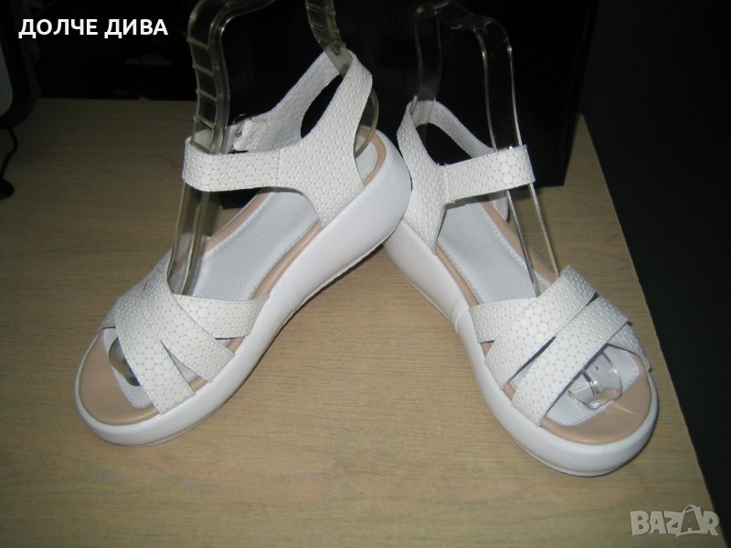 НАМАЛЕНИЕ-Дамски сандали м.262 естествена кожа бяли , снимка 1