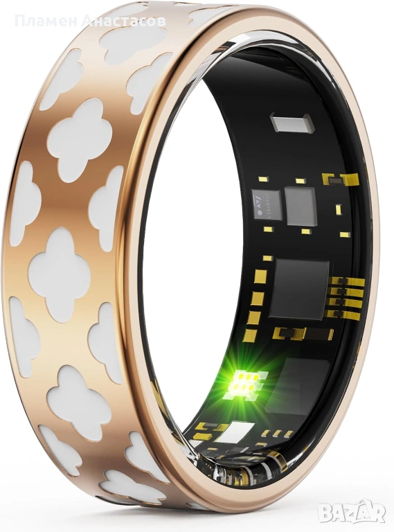 Дамски смарт пръстен – фитнес и здравен тракер с пулс, кръвно, SpO₂, сън и крачкомер, IP68, снимка 1