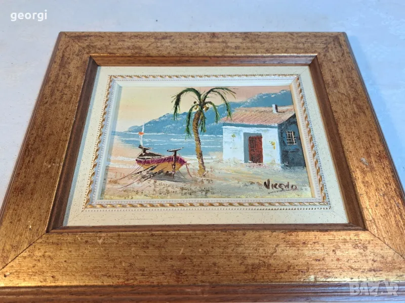 картина морски пейзаж маслени бои върху фазер   16/3 , снимка 1