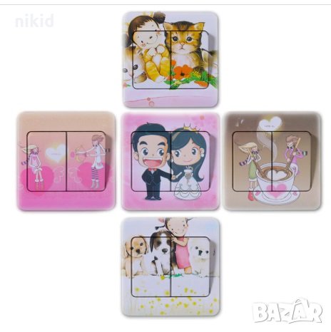 24 модела животни деца пейзаж стикер за контакт ключ на лампа копчето, снимка 1