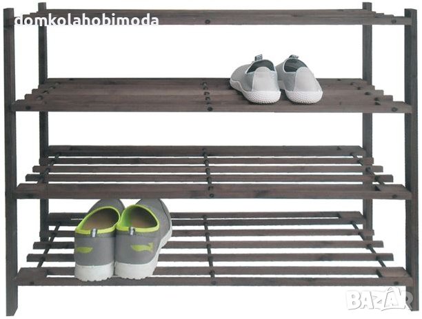 Етажерка за обувки Естествена дървесина/4 рафта 65.5x26x66 см, снимка 1