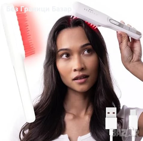 Нова Четка с червена светлина за гъста коса, масаж и терапия жени мъже, снимка 1