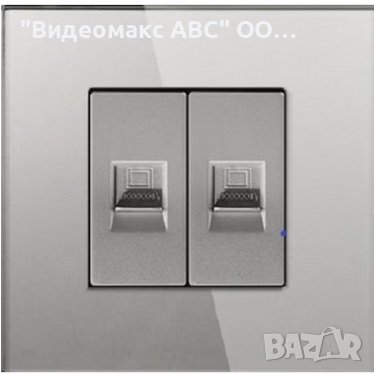Розетка/контакт за интернет 2хCAT5 RJ45 порт, к-т с кристална рамка "LUX-ON" БЯЛ, СИВ, ЧЕРЕН, снимка 1