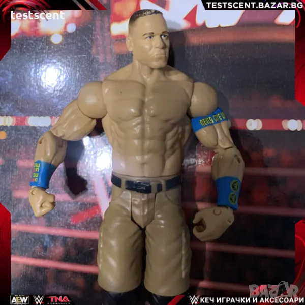 Екшън фигура WWE John Cena Джон Сина Mattel Basic Khaki Shorts Blue Bands figure играчка, снимка 1