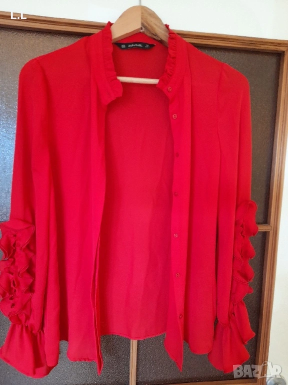 Zara Basic дамска риза в червено, снимка 1